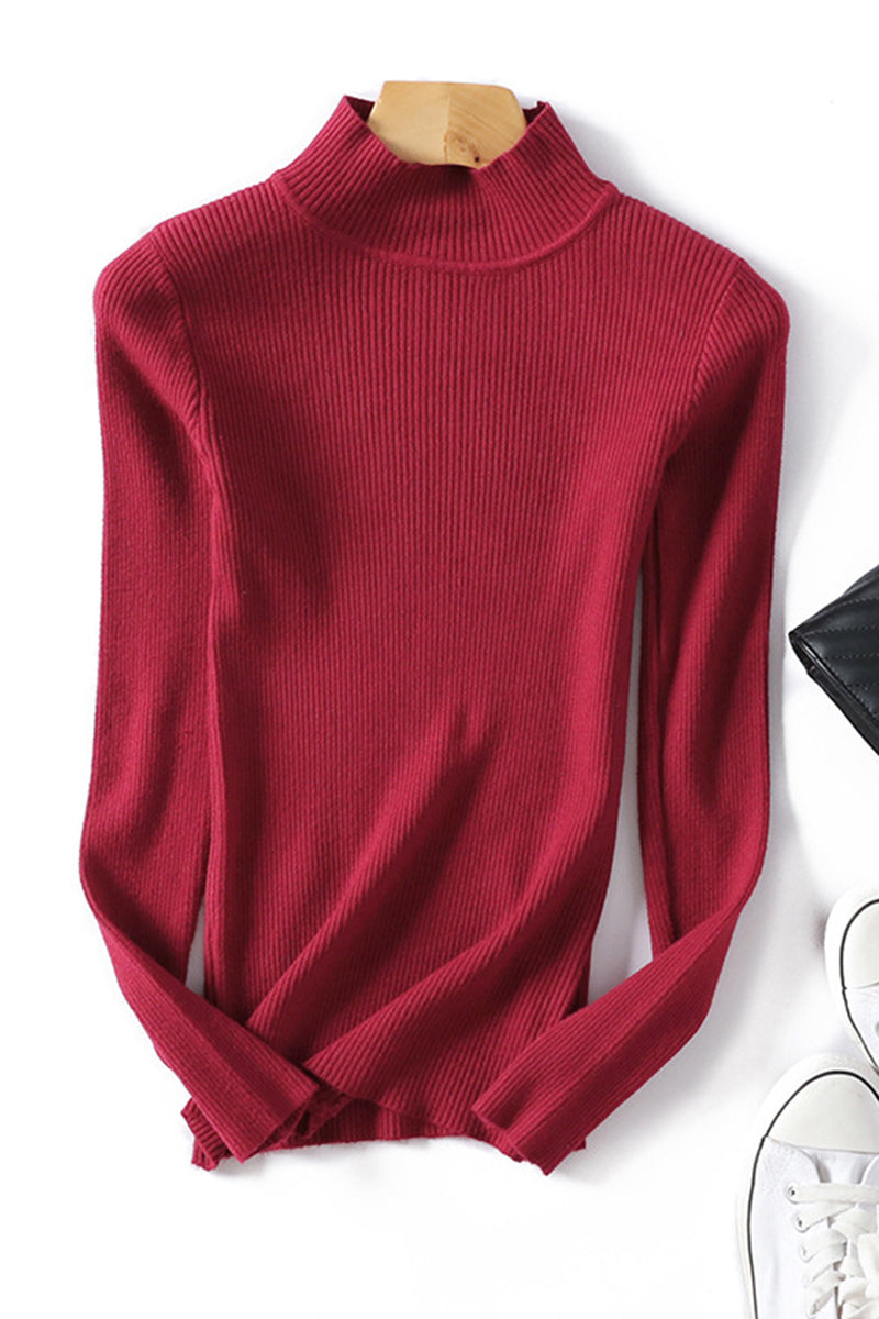 Slim Fit Mock Neck Ribbed Sweater