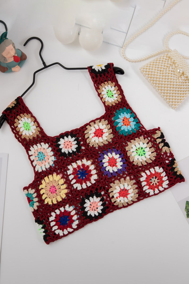 Crochet Patchwork Crop Tank Top