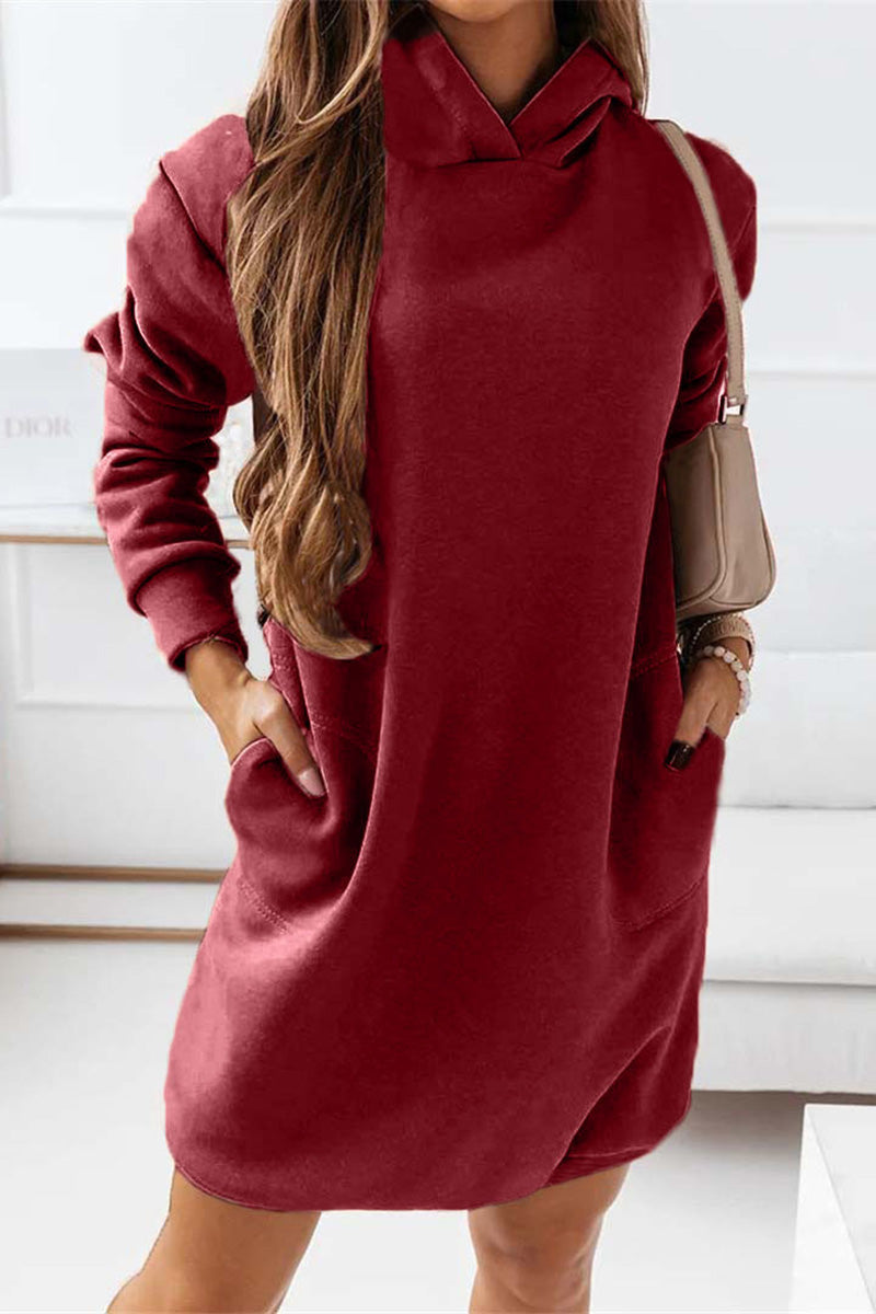 Cozy Hooded Dress with Pocket