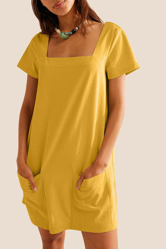 Casual Square-Neck Mini Dress