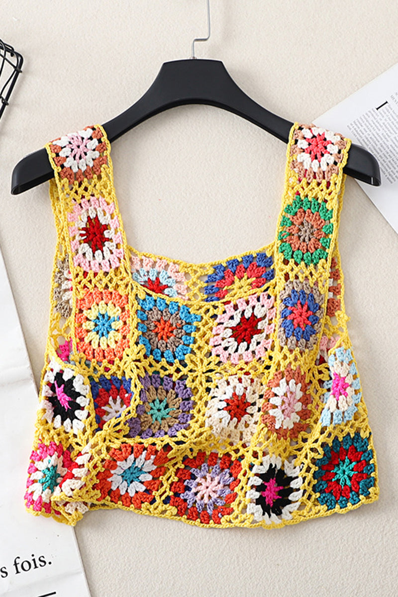 Colorful Pattern Crochet Crop Top