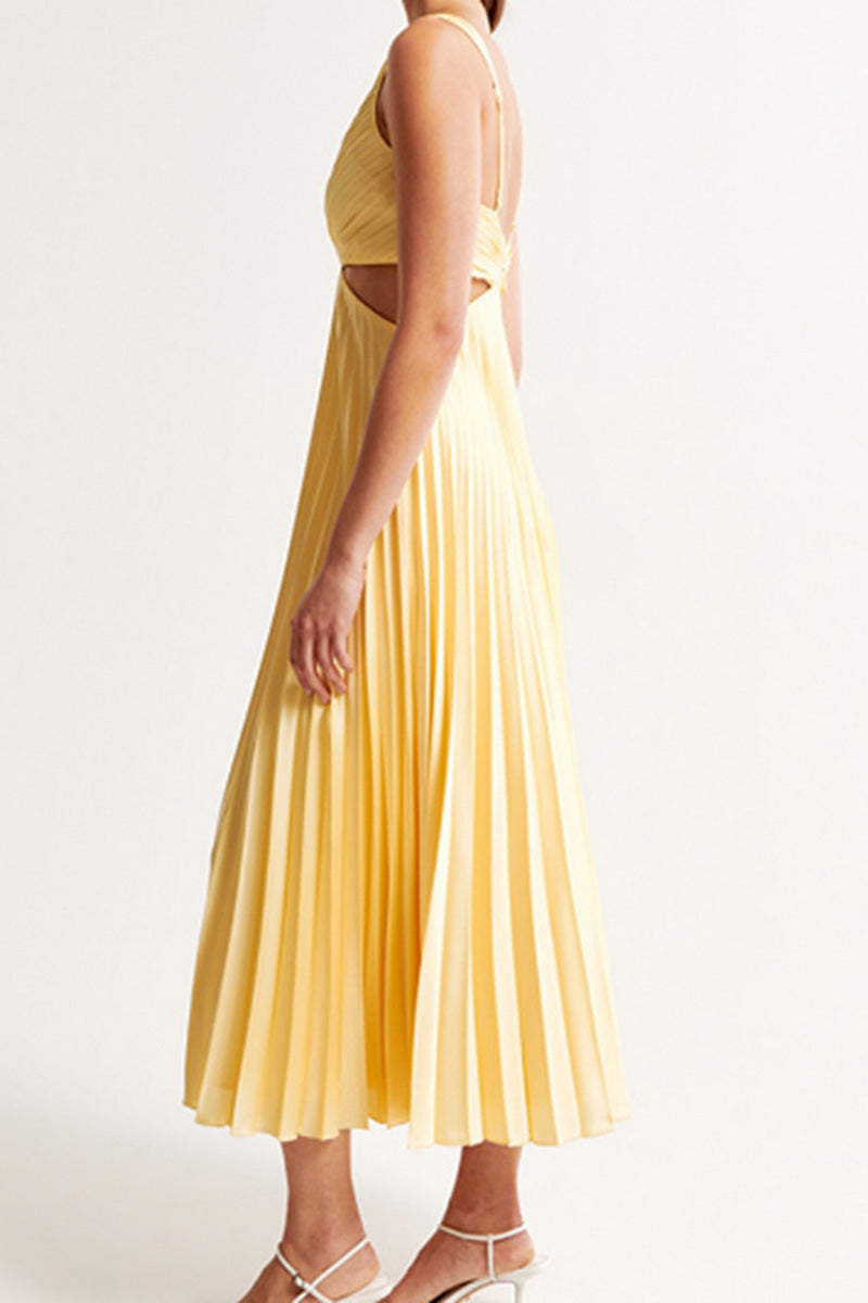 Pleated Cutout Midi Dress