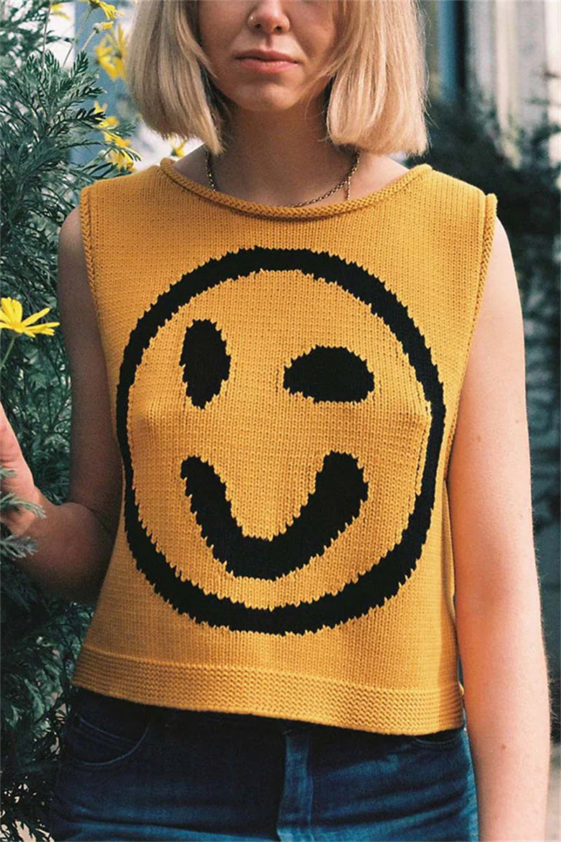 Smiley Knit Sleeveless Top