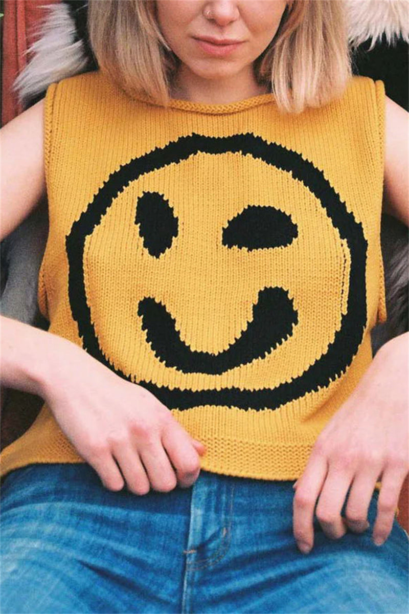 Smiley Knit Sleeveless Top