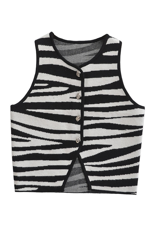 Zebra Pattern Knit Vest