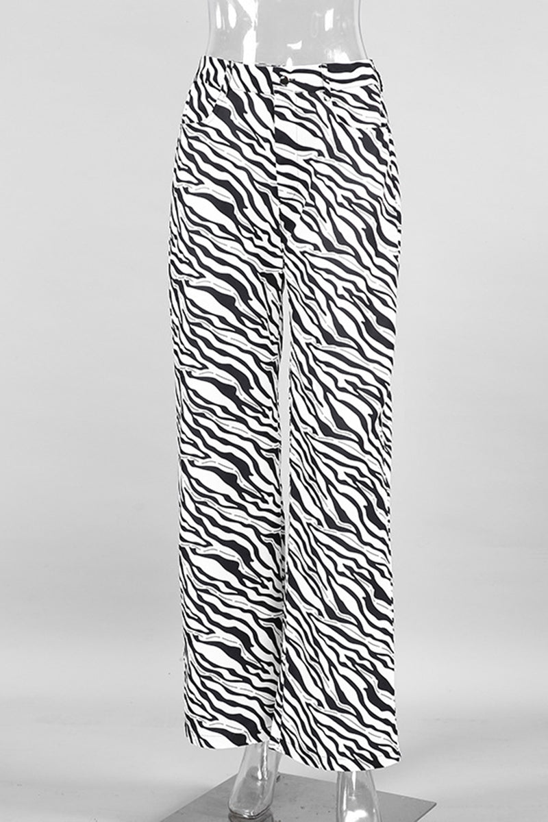 Zebra Print High-Waisted Pants