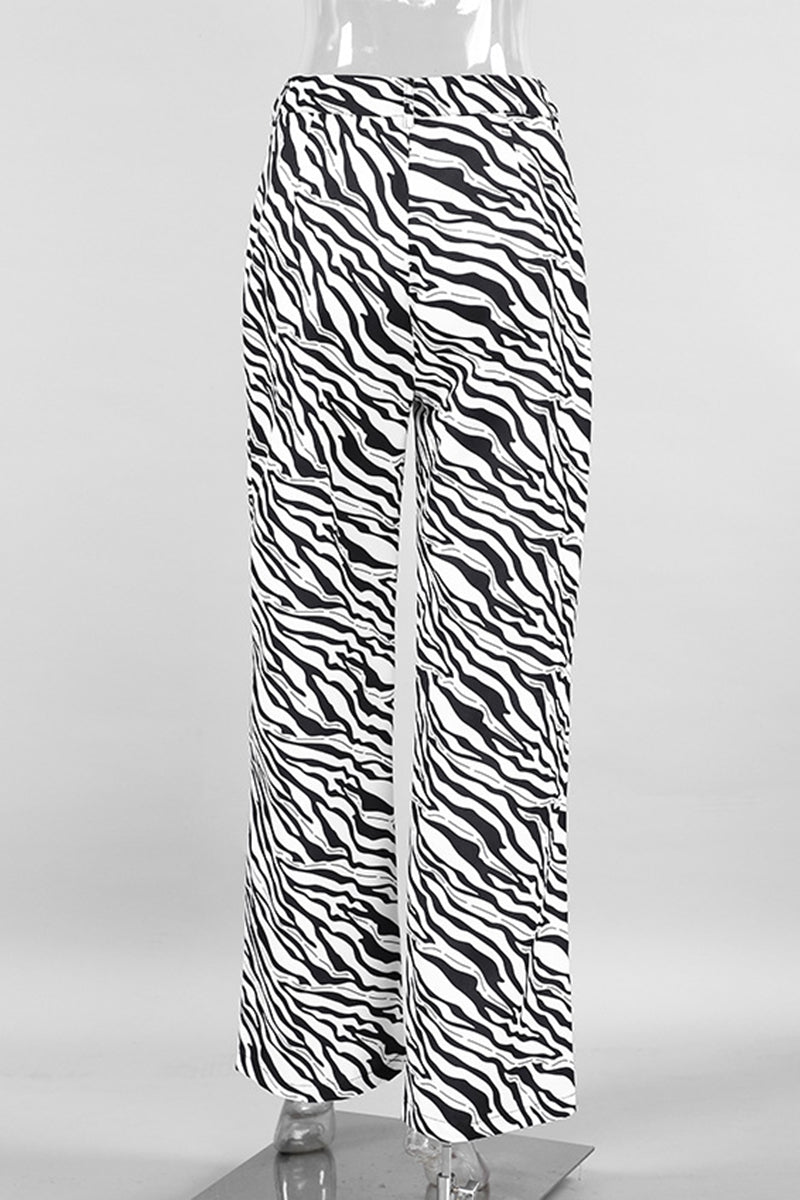 Zebra Print High-Waisted Pants