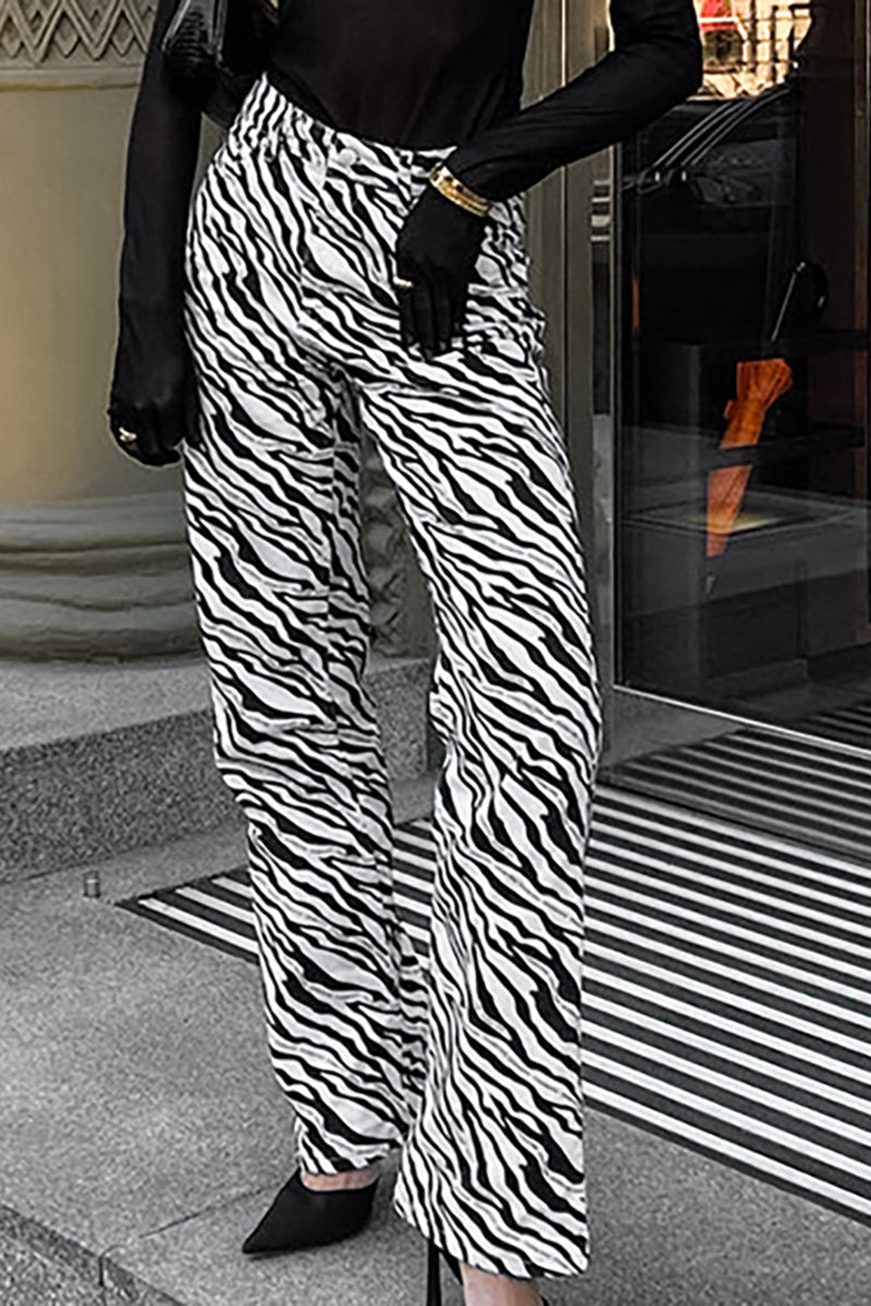 Zebra Print High-Waisted Pants