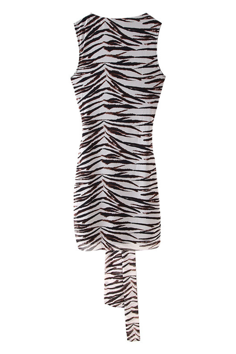 Zebra Print Sleeveless Mini Dress