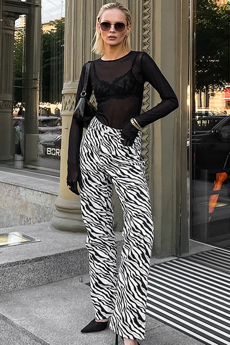 Zebra Print High-Waisted Pants