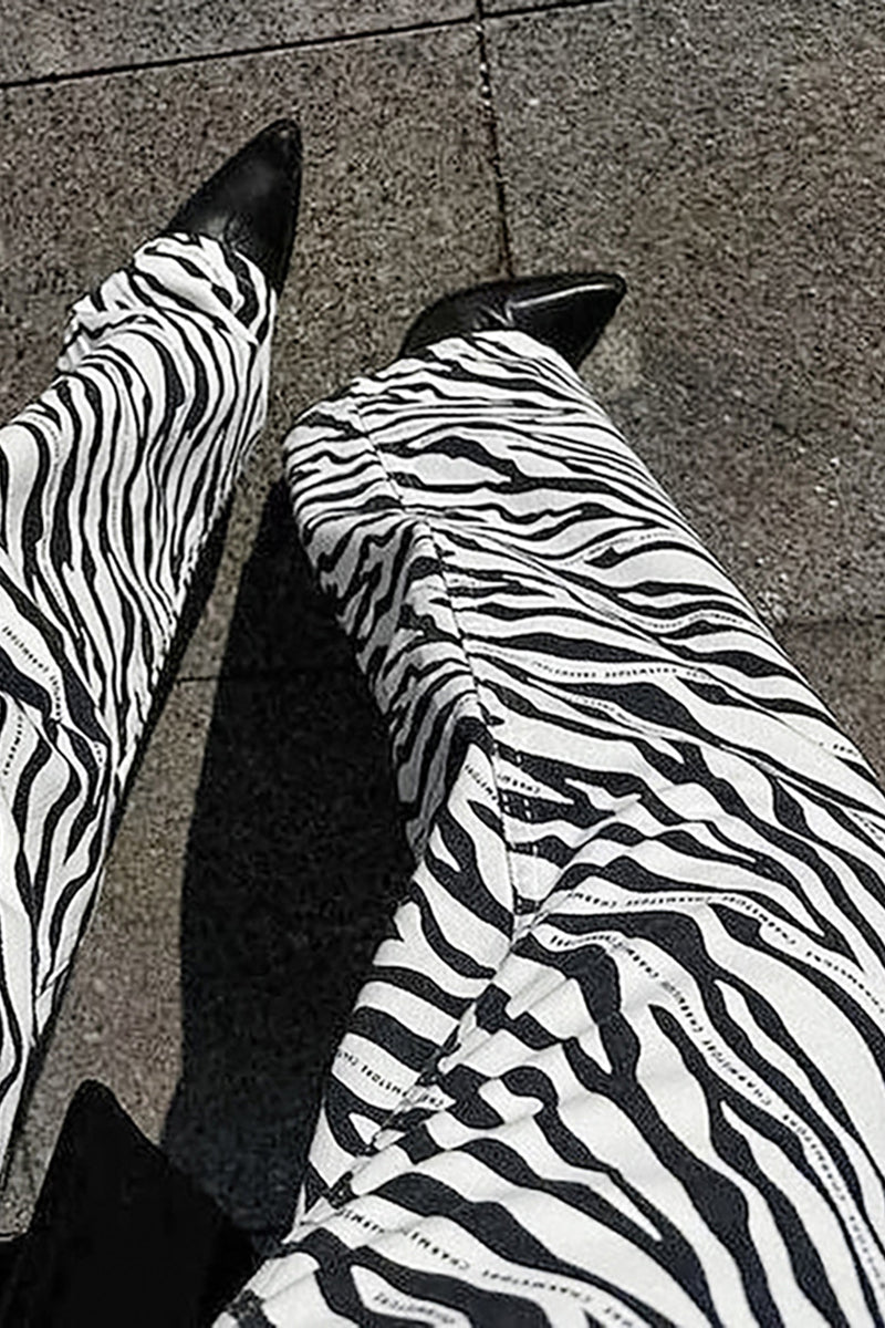 Zebra Print High-Waisted Pants